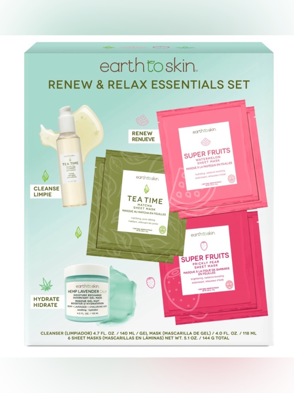 Brand New Earth To Skin Renew & Relax Essentials Set